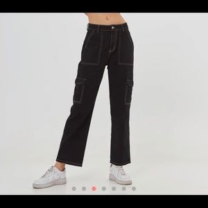 NEW Romwe High Waisted Stitch Pocket Cargo Jeans